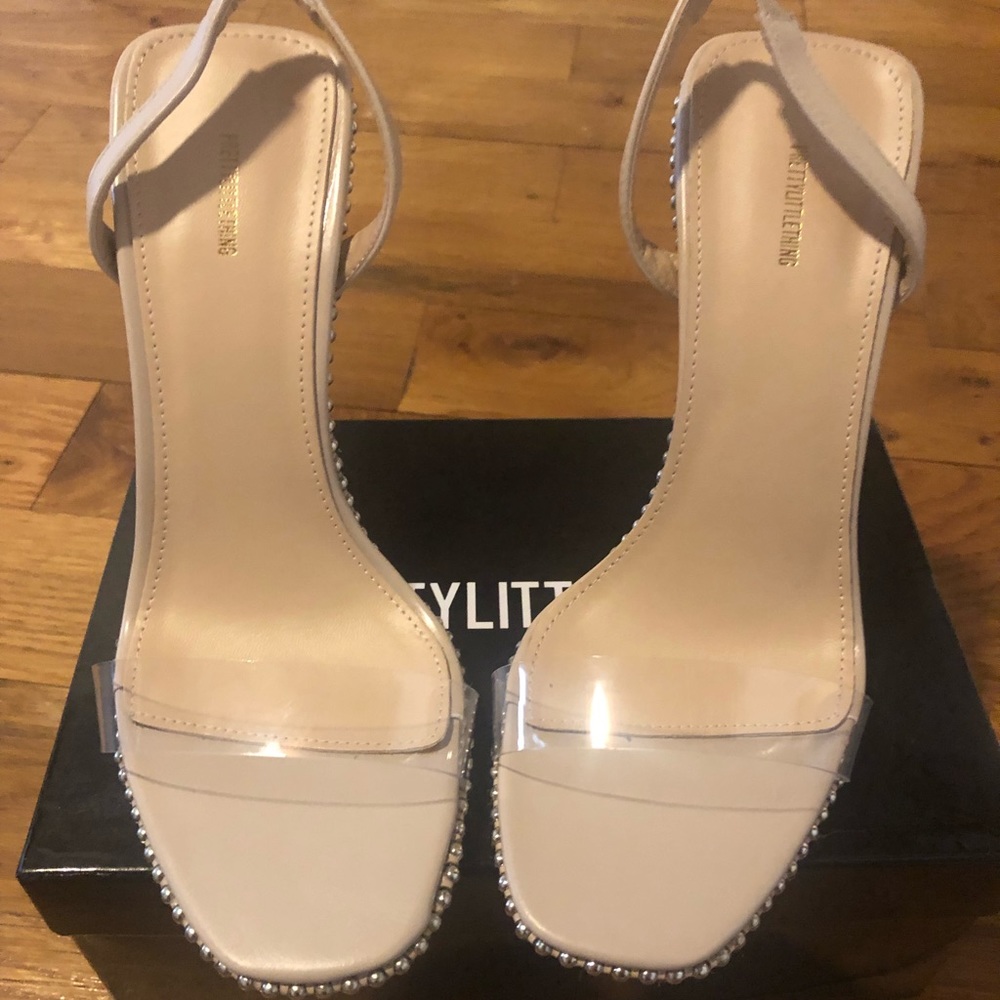 Pretty little thing nude and clear sandals